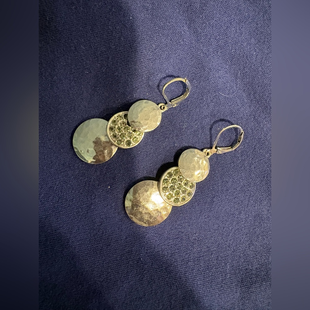 Monet Silver-Tone Triple Disc Drop Earrings with Blue Stones